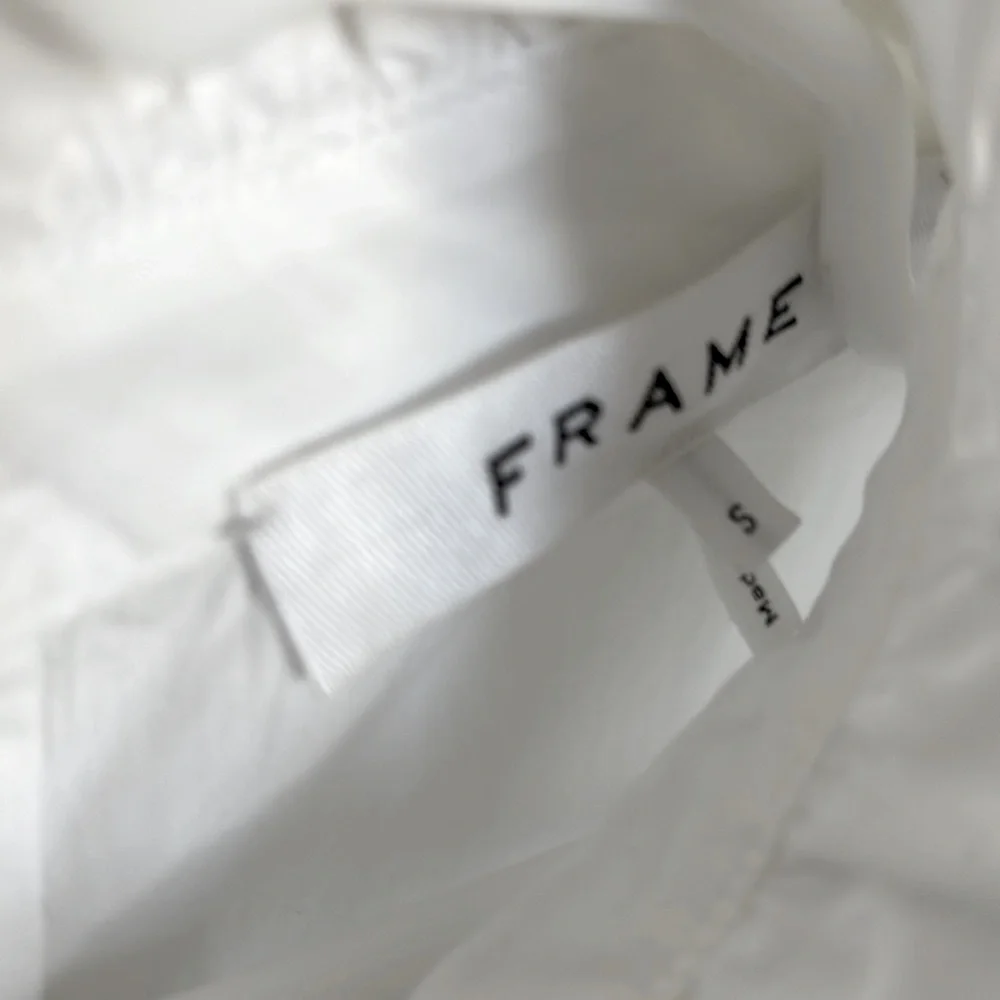 NWT [Frame] High Neck Sleeveless Ruffle Back Button Blouse Top White Women’s S - Picture 11 of 14